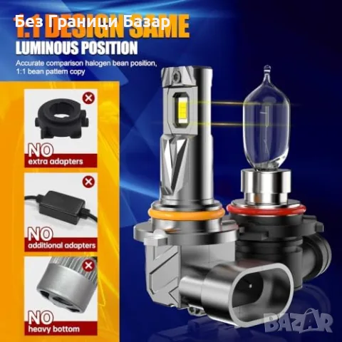 Нови LED крушки за фарове 9012 HIR2 18000LM IP68 70 000+ часа 2 броя за кола автомобил, снимка 5 - Аксесоари и консумативи - 55451329