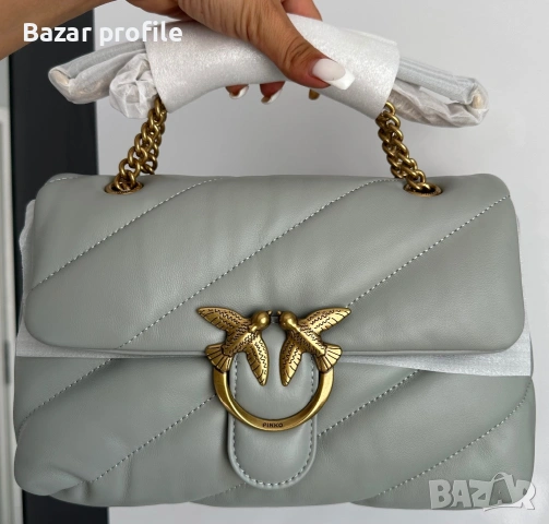 Чанта Pinko love classic puff light gray , снимка 5 - Чанти - 55138169