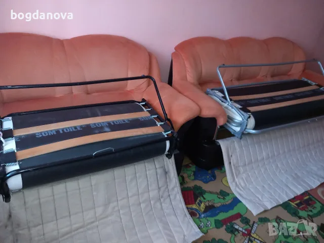 холна гарнитура с 2 разтегателни дивана и 2 табуретки , снимка 13 - Дивани и мека мебел - 55703128