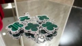 Van Cleef & Arpels VCA 5 Motifs Silver Green Malachite Vintage Alhambra Дамска Гривна, снимка 5