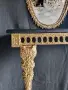 Аристократичен бароков комплект: Позлатена стенна конзола с черен плот и овално огледало в стил „Рок, снимка 5