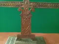 Еврейска Седемразклонена МЕНОРА от Месинг със Син Камък Прозход Израел, снимка 11