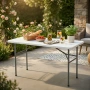 Сгъваема правоъгълна градинска маса, бяла - 181.5 × 74 × 74 см, снимка 3