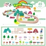 SIMPLIPLAY Комплект дървено влакче за малки деца 3-5 години, Монтесори, 49 части, снимка 6