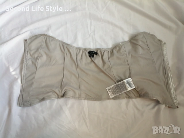 Amisu дамски кожен сребърен корсет-бюстие р-р S, снимка 10 - Корсети, бюстиета, топове - 54115195