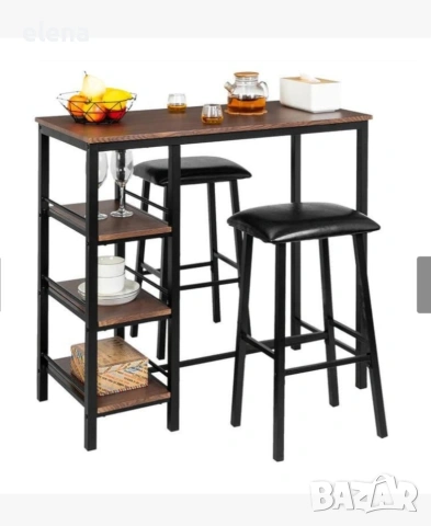 Бар комплект с два стола, снимка 2 - Столове - 54015418