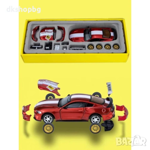4744 Метален Ford Mustang GT 1:24 (Червен) – Модел с допълнителни части за модификация, снимка 5 - Коли, камиони, мотори, писти - 54527238