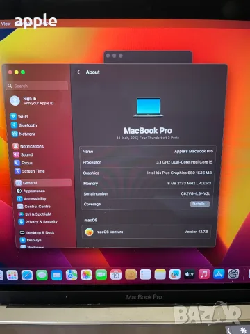 13" MacBook Pro A1706 Touch/Mid-2017/-8GB/256GB, снимка 9 - Лаптопи за работа - 55341400