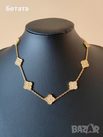 Дамско златно колие с 10 детелини Van Cleef & Arpels VCA, снимка 4 - Колиета, медальони, синджири - 54357383