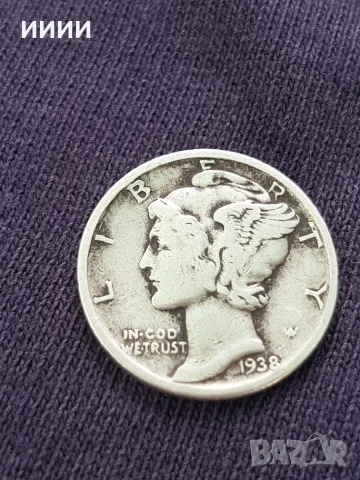 Сребърна монета дайм 1938, снимка 2 - Нумизматика и бонистика - 55444257