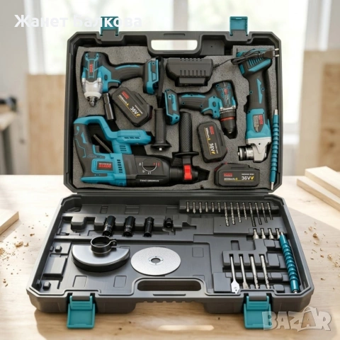 Комплект акумулаторни инструменти BOXER BX-187 – 4в1 + 3x5Ah батерии 