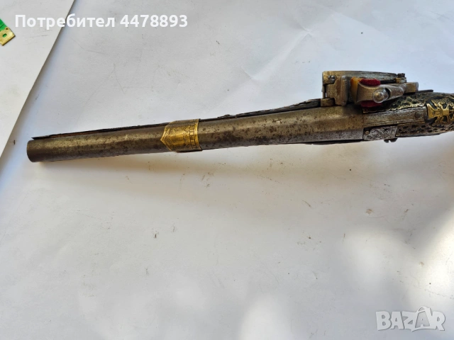 Арнаустки кремъчен пистолет 19 век., снимка 6 - Антикварни и старинни предмети - 54835229