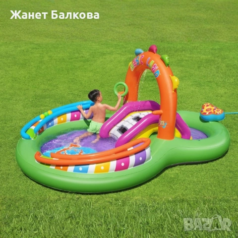 Надуваем детски воден парк с пързалка, фонтан и музикални игри – 295 x 190 x 137 см, снимка 6 - Надуваеми играчки - 54868413