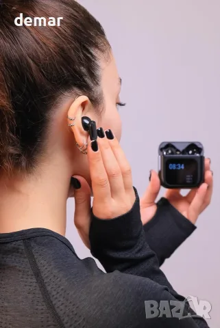 Безжични слушалки – Bluetooth, шумопотискащи слушалки с многофункционален екран на калъфа (черни), снимка 8 - Безжични слушалки - 55502489