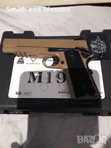 Метален Airsoft пистолет с Блоубек ,на Грийн Газ , цвят - бежов, снимка 2 - Въздушно оръжие - 55332180