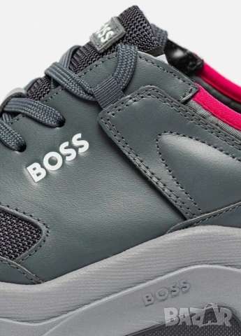 Мъжки кожени спортни обувки Boss Asher с мрежести детайли , снимка 6 - Маратонки - 54236596