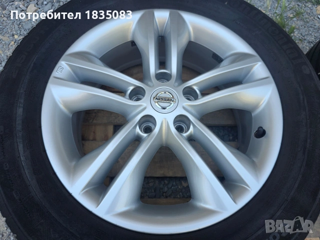 Лети джанти 17ки 5х114.3 Nissan + летни гуми 215/60/17 Continental, снимка 4 - Гуми и джанти - 55081278