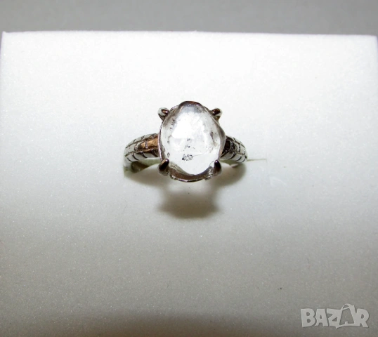 пръстен с автентичен херкимер диамант 8.*9.5мм.