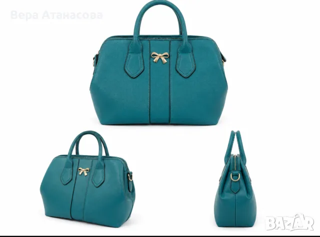 🩵👗🩵 Чанта в тюркоаз с къса и дълга дръжка💎💎💎