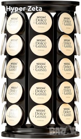 Въртяща стойка за капсули кафе до 40 броя метална черна за Dolce Gusto