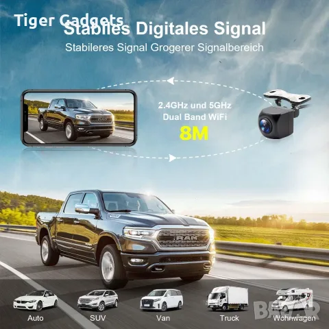 GREENAUTO 5G WiFi камера за заден ход 1080P с нощно виждане за Android и iPhone, снимка 3 - Аксесоари и консумативи - 55407494