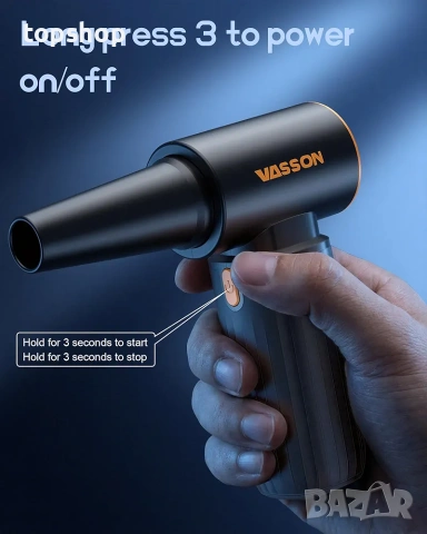 Чисто Нов Мощен Акумулаторен Компресор VASSON 260 000 RPM, Безчетков, Спрей със Сгъстен Въздух за По, снимка 9 - Други инструменти - 55054711