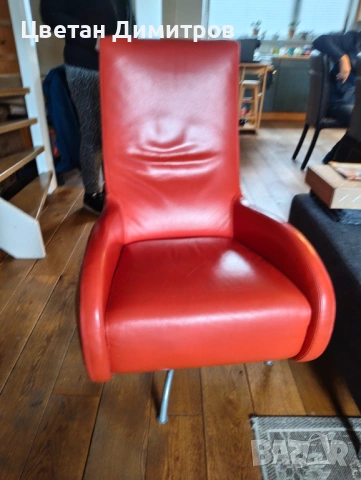 Montis,Червен кожен фотьойл модел.Loge, проектиран от нидерландски дизайнер Герард ван ден Берг, снимка 7 - Дивани и мека мебел - 54084012