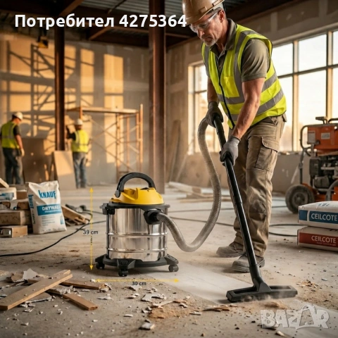 Прахосмукачка Dictrolux 3-в-1 – Мощна и идеална за твърди частици и течности с капацитет от 15 литра, снимка 3 - Прахосмукачки - 54591225