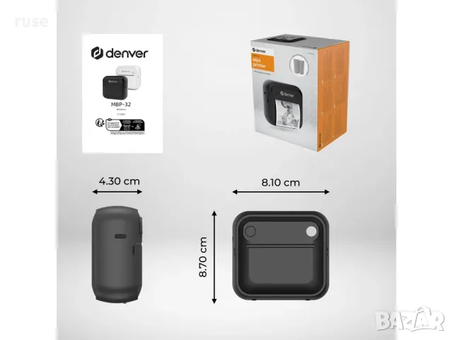 Термопринтер Denver MBP-32BК Bluetooth 1200 mAh акумулаторна батерия, снимка 12 - Друга електроника - 55678909