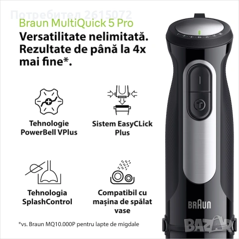 Пасатор Braun MQ55755M, 1000 W, снимка 4 - Чопъри и пасатори - 55120742