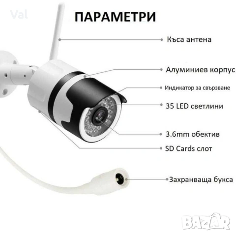 Wifi Камера за външно наблюдение 1Tech IP Kapp, Водоустойчива, Безжична, HD 1080P Android, IoS, снимка 7 - IP камери - 55167877