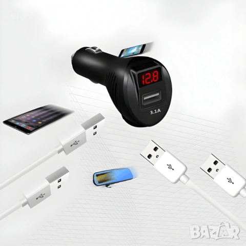 Разклонител за запалка с 2 гнезда, USB порт и волтметър, снимка 2 - Аксесоари и консумативи - 47964170