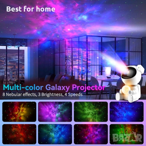 Проектор Astronaut Galaxy, 2 в 1 звезден проектор с лунна лампа, нощна светлина Galaxy, снимка 2 - Плейъри, домашно кино, прожектори - 54454332