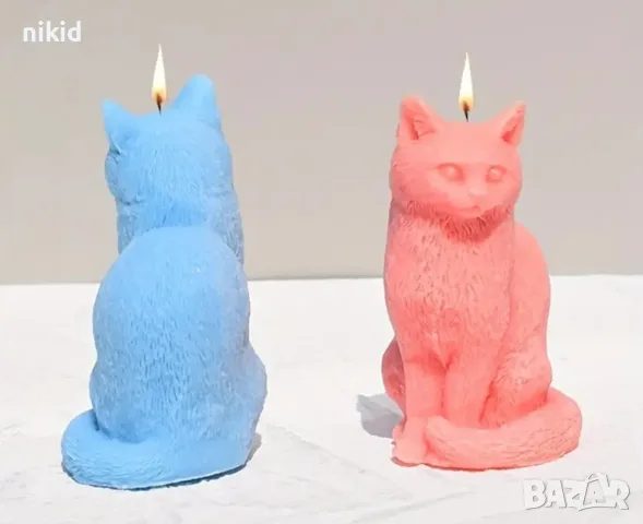 3D Котка коте подвита опашка отпред силиконов молд форма смола шоколад смола гипс свещ декор, снимка 3 - Форми - 55619741