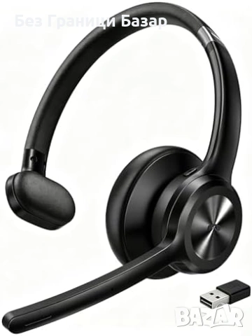 Нова слушалка Bluetooth хендсфри TECKNET за работа, кол център, шофьори, 15 м обхват