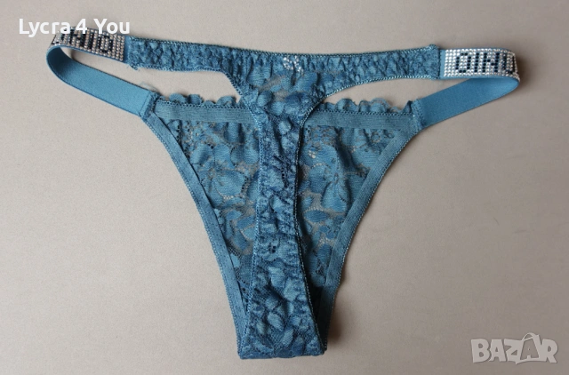 S тюркоазени дантелени прашки с камъчета на талията, снимка 2 - Бельо - 54175292