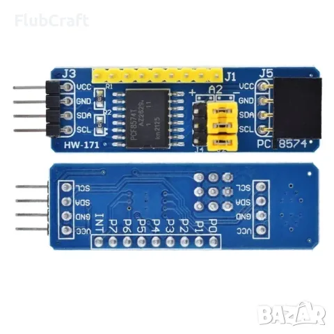 IIC/I2C сериен интерфейсен адаптерен модул PCF8574T Син