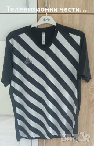 Мъжка тениска фланелка Adidas HF0126 , черно-бяла, размер мъжки XL , в отлично състояние, снимка 2 - Тениски - 54808368