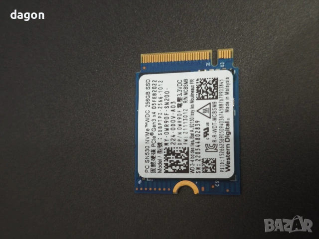 Western Digital 256GB SSD M.2 2230 30mm PC SN530 NVMe PCIe 3.0 Gen3 x4 SDBPTPZ-256G 