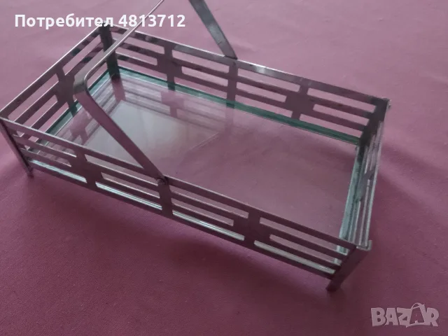 Кошница никел със стъкло  и дръжка за бонбони и кои каквото иска