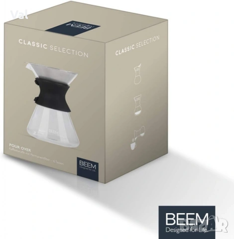 1бр/ Стъклена кана с метален филтър BEEM Classic Selection Pour Over (до 6 чаши), снимка 6 - Кани - 54923542