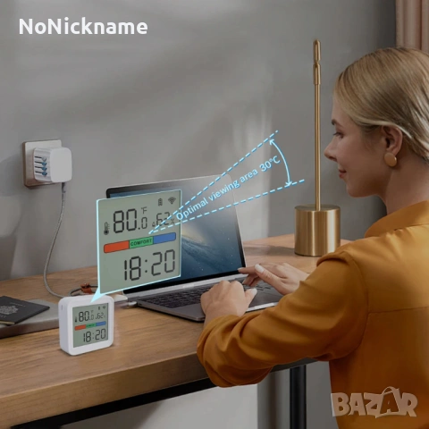 Smart Life, Tuya WiFi смарт сензор за температура и влажност с подсветка хигрометър термометър TH08B, снимка 6 - Друга електроника - 54596166