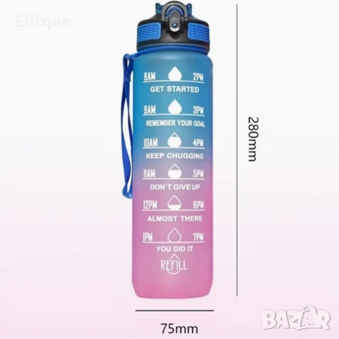 Мотивираща бутилка с мерителна скала 1L – контролирай дневния си прием на вода, снимка 3 - Други стоки за дома - 54216067