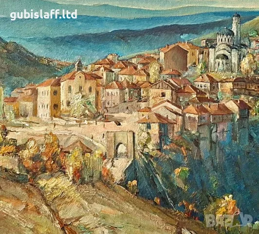Картина, изглед от В. Търново, 1960-те год., снимка 3 - Картини - 55685184