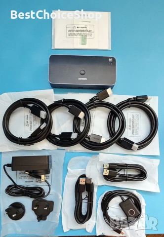 UGREEN HDMI KVM превключвател за 2 монитора и 2 компютъра 4K@60Hz, с 4 USB 3.0 порта, снимка 5 - Кабели и адаптери - 55093306