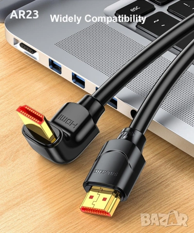 Ъглов HDMI Кабел SAMZHE (90° Градуса), 1 метър – 4K Ultra HD @ 60Hz, HDMI 2.0 за PS5/Xbox/RTX