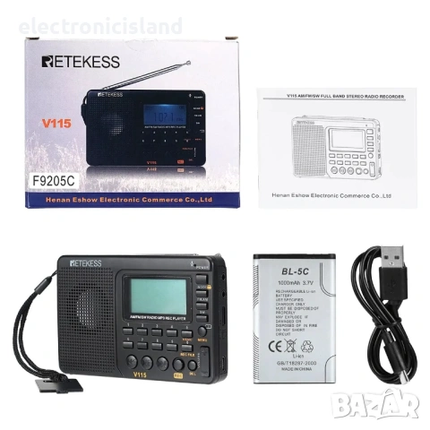 Портативно радио Retekess V115 AM/FM транзистор, MP3 и TF карта, снимка 17 - Радиокасетофони, транзистори - 54555548