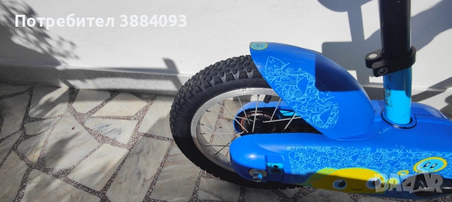 Детско колело Btwin 500 Ocean, 14", синьо, с помощни колела – 3-5 години, снимка 5 - Велосипеди - 55175964