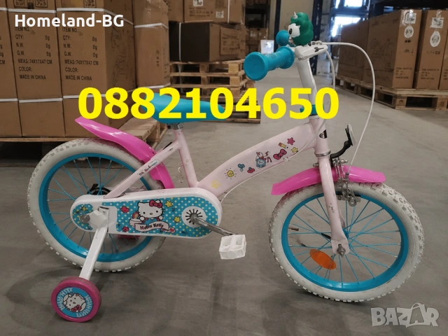Детски велосипед Hello Kitty/ Bluey 16" с помощни колела, кошница и столче за кукли