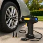 Портативен автомобилен компресор с вграден манометър и LED светлина, за коли, мотори, топки, лодки, снимка 2